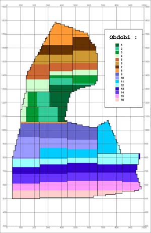 mapa ročních těžebních postupů
